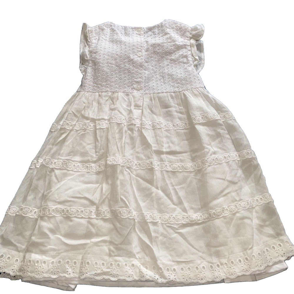 Girls DKNY Sleeveless Summer Dress White Tiered Eyelet Size 5 NWT - Picture 2 of 5